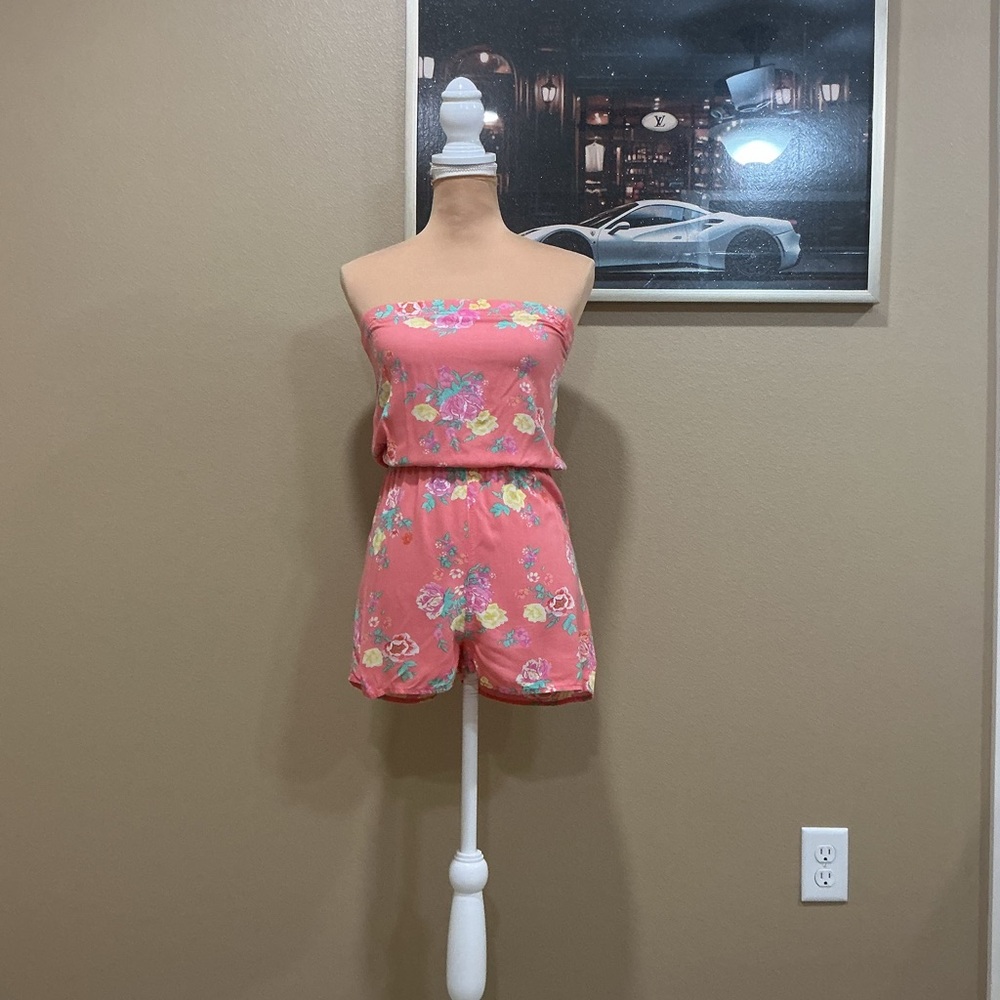 H&M Floral Strapless Romper - Pink